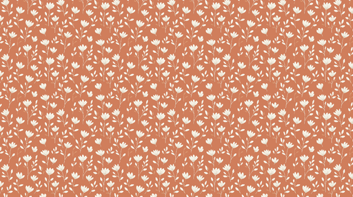 Papier peint floral Motifs de fleurs des champs sur fond terracotta