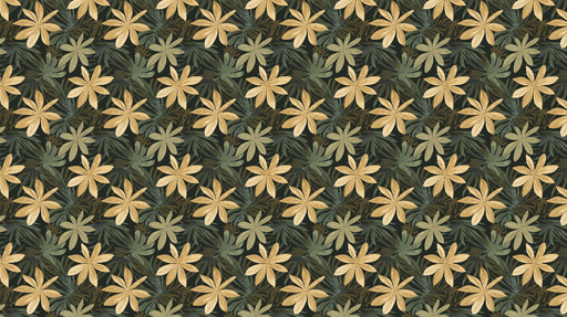 Papier peint floral Motifs de fleurs dorées et feuillage luxuriant