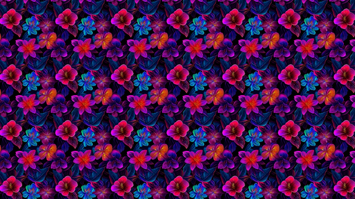 Papier peint floral Motifs de fleurs éclatantes sur fond sombre