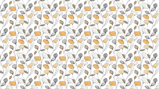 Papier peint floral Motifs de fleurs et feuilles en nuances dorées et grises