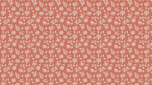 Papier peint floral Motifs de fleurs et feuilles sur fond terracotta