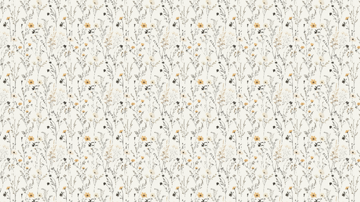 Papier peint floral Motifs de fleurs et herbes délicates sur fond clair