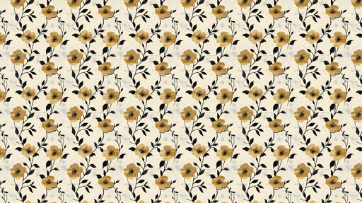 Papier peint floral Motifs de fleurs jaunes sur fond crème