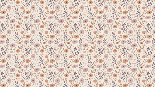 Papier peint floral Motifs de fleurs pastel sur fond crème