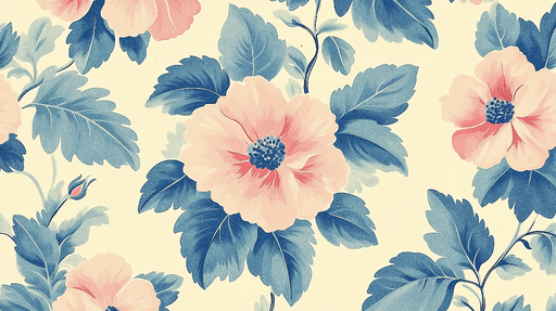 Papier peint floral Motifs de fleurs rose et bleu
