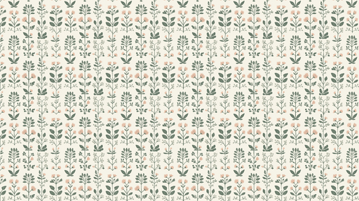 Papier peint floral Motifs de fleurs roses et feuillage vert sur fond clair
