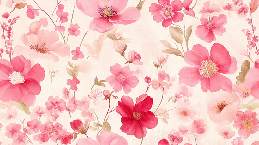 Papier peint floral Motifs de fleurs roses sur fond clair