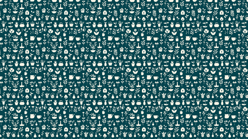 Papier peint floral Motifs de plantes et fleurs sur fond bleu