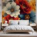 Papier peint floral avec motifs éclatants de fleurs colorées pour chambre moderne