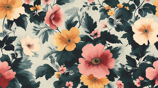 Papier peint floral Motif éclatant de fleurs colorées