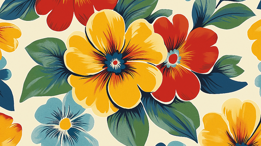 Papier peint floral Motifs éclatants de fleurs tropicales