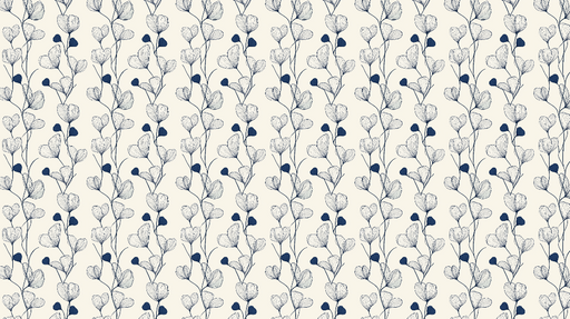 Papier peint floral Motifs élégants de fleurs et feuilles en bleu sur fond clair