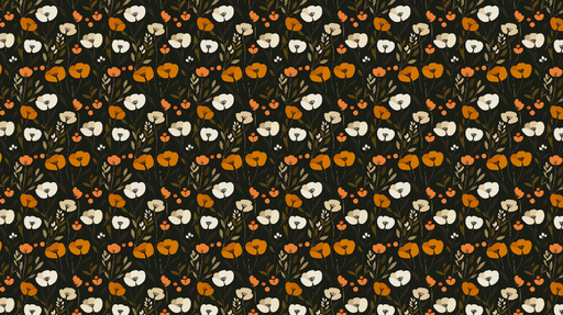 Papier peint floral multicolore Motifs floraux avec des touches d'orange blanc et vert