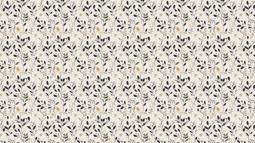 Papier peint floral naturel Un délicat motif de feuilles et fleurs dans des tons doux