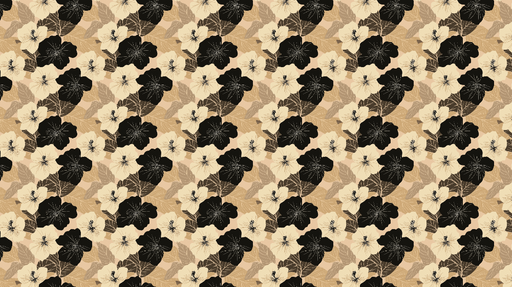 Papier peint floral noir et beige Fleurs élégantes sur fond nuancé