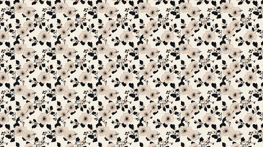 Papier peint floral noir et beige Motifs de fleurs délicates sur fond clair