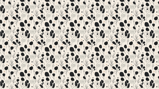 Papier peint floral noir et beige Motifs élégants de feuilles et de fleurs sur fond clair