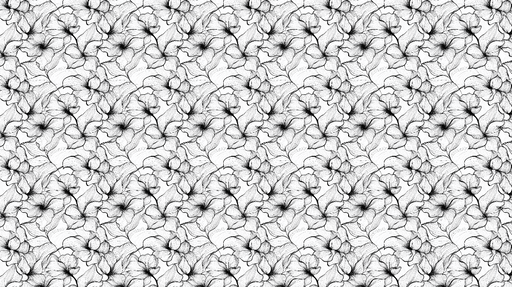 Papier peint floral noir et blanc Dessin délicat de fleurs sur fond blanc