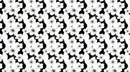 Papier peint floral noir et blanc Éclosion de fleurs blanches sur un fond noir élégant