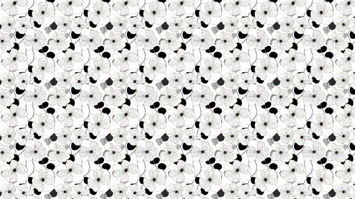 Papier peint floral noir et blanc Fleurs délicates aux contours élégants