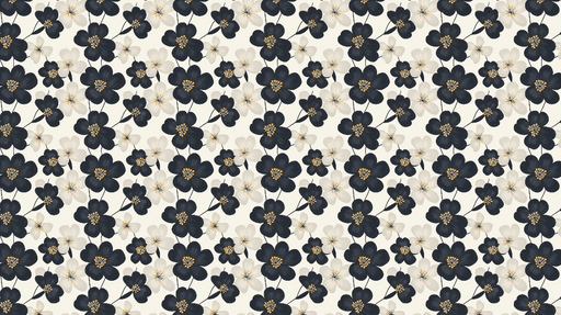 Papier peint floral noir et blanc Fleurs élégantes sur fond clair