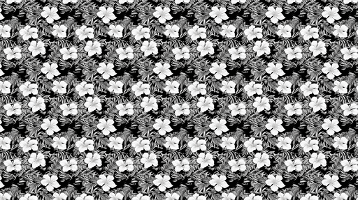 Papier peint floral noir et blanc Motif d'hibiscus et de feuillage tropical