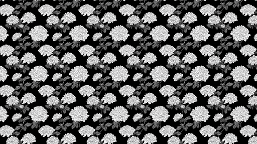 Papier peint floral noir et blanc Motif de chrysanthèmes élégants sur fond noir