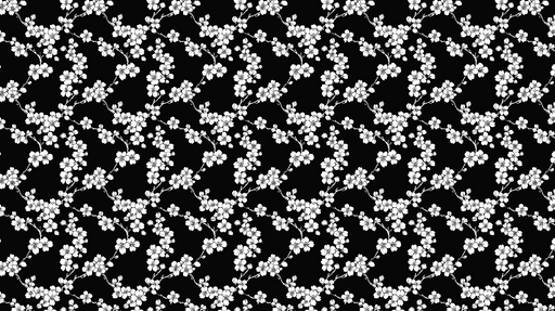 Papier peint floral noir et blanc Motif de fleurs délicates sur fond noir