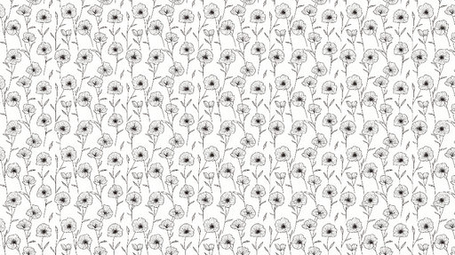 Papier peint floral noir et blanc Motif de fleurs dessinées à la main sur fond clair