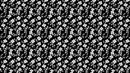 Papier peint floral noir et blanc Motif de fleurs et feuillage sur fond sombre