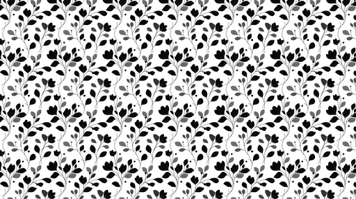 Papier peint floral noir et blanc Motif de fleurs et feuilles en nuances de gris