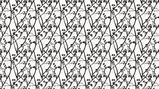Papier peint floral noir et blanc Motif délicat de branches fleuries sur fond blanc