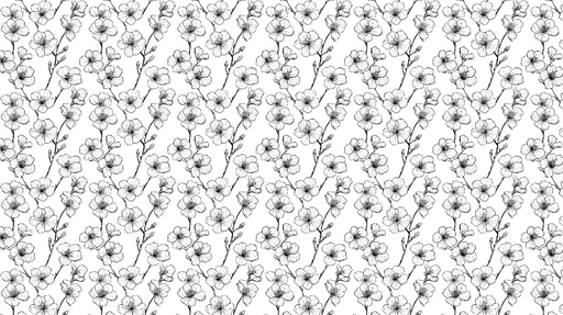 Papier peint floral noir et blanc Motif délicat de fleurs dessinées à la main