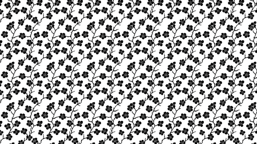 Papier peint floral noir et blanc Motif délicat de fleurs et branches sur fond blanc