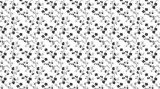 Papier peint floral noir et blanc Motif délicat de fleurs sur fond blanc