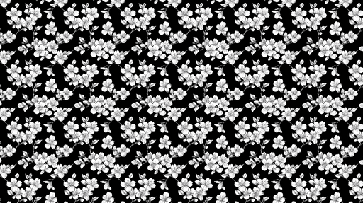 Papier peint floral noir et blanc Motif délicat de fleurs sur fond sombre