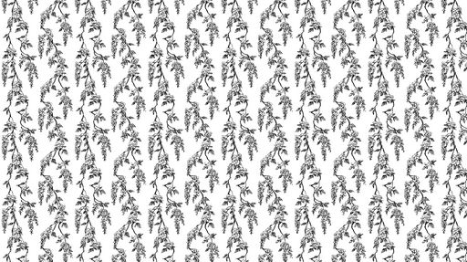 Papier peint floral noir et blanc Motif délicat de fleurs suspendues sur fond blanc