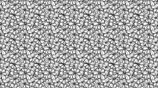 Papier peint floral noir et blanc Motif dense de fleurs stylisées