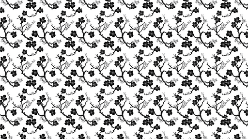 Papier peint floral noir et blanc Motif élégant de branches fleuries sur fond blanc