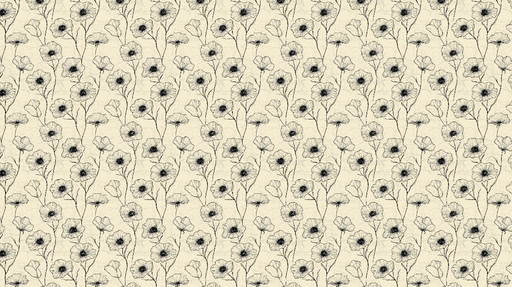 Papier peint floral noir et blanc Motif élégant de fleurs sur un fond crème