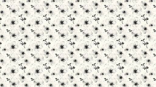 Papier peint floral noir et blanc Motifs de fleurs aquarelles délicates