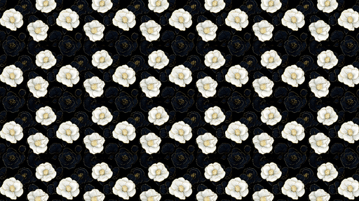 Papier peint floral noir et blanc Motifs de fleurs blanches élégantes sur fond noir