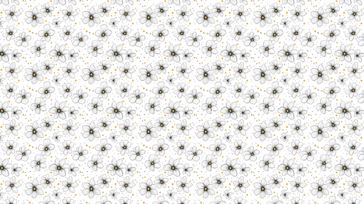 Papier peint floral noir et blanc Motifs de fleurs délicates avec touches dorées