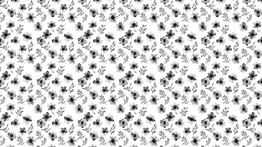 Papier peint floral noir et blanc Motifs de fleurs délicates et feuillage sobre