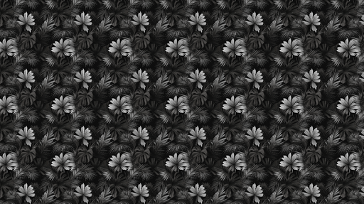 Papier peint floral noir et blanc Motifs de fleurs et feuillage luxuriant sur fond sombre
