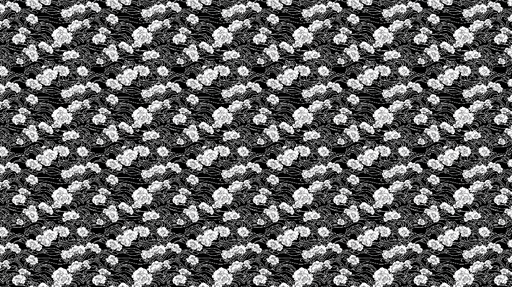 Papier peint floral noir et blanc Motifs de fleurs sur fond noir avec ondulations délicates
