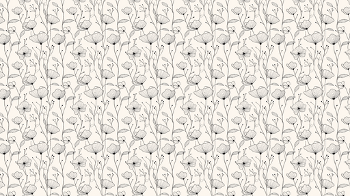 Papier peint floral noir et blanc Motifs délicats de fleurs et feuilles sur fond clair