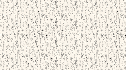 Papier peint floral noir et blanc Motifs délicats de fleurs sur fond beige