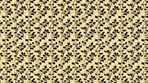 Papier peint floral noir et crème Motif élégant de feuilles sur fond beige