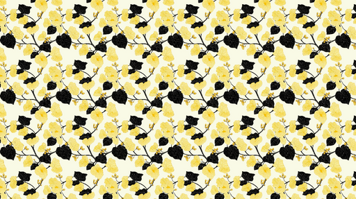 Papier peint floral noir et jaune Motifs de fleurs et de feuilles sur fond clair